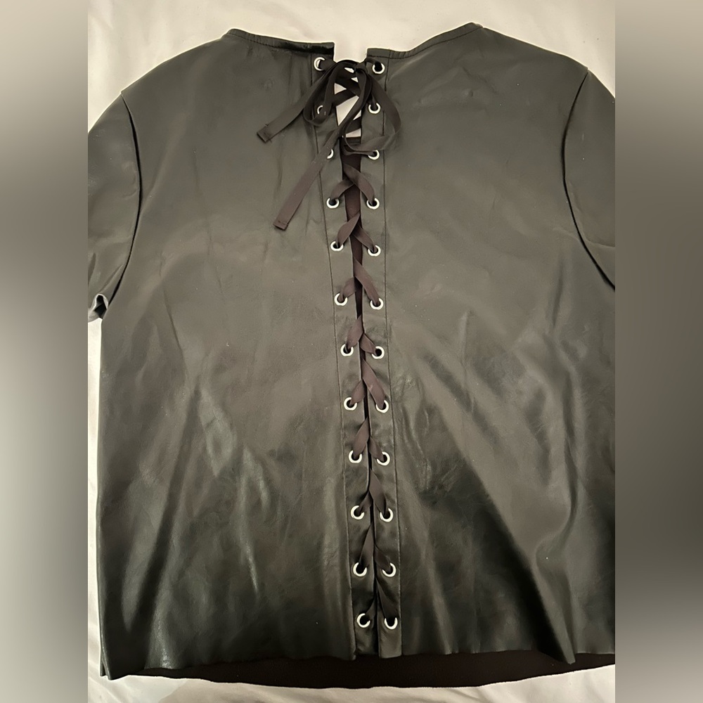 Vegan leather black top size 6